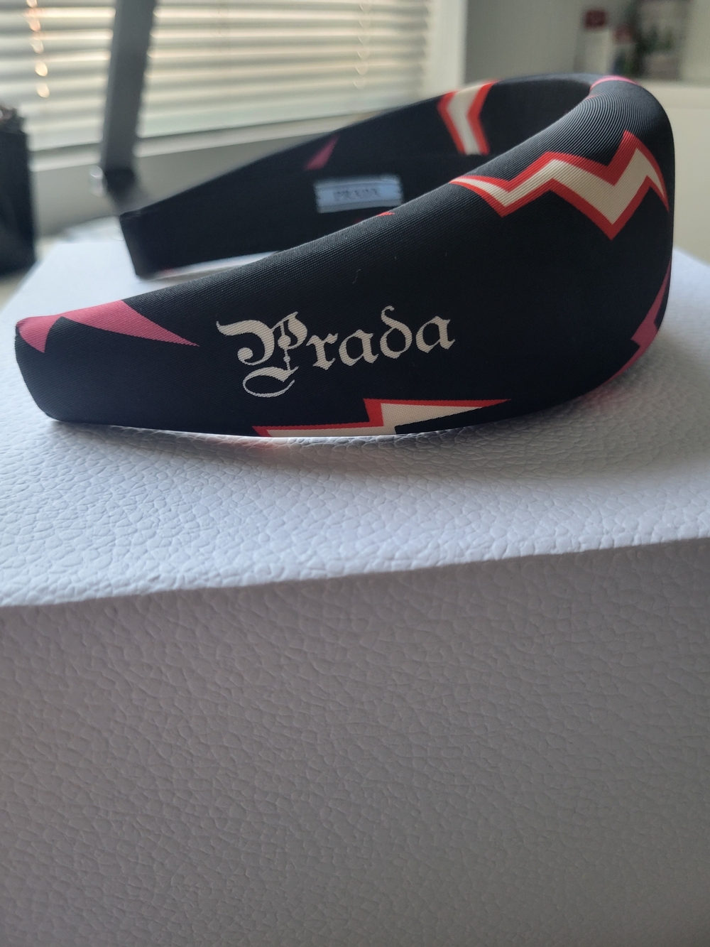 Prada Black Lightning Motif Headband